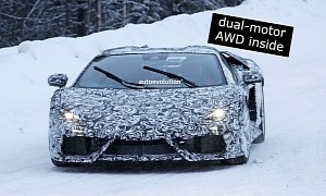 2024 Lamborghini Aventador Successor Caught Playing in the Snow, Could Pack 1,000 HP