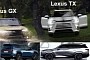2024 Lexus TX Three-Row 8-Seat CUV and Tough 2024 GX Off-Road SUV Share a Final CGI Reel