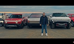2024 Tesla Cybertruck Drags Rivian R1T and GMC Hummer EV, Quickly Obliterates Both