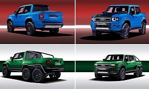 2024 Toyota Land Cruiser Morphs Into a Rugged Pickup Truck, Then Also Into a 6x6 Monster