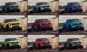 2024 Toyota Tacoma TRD Pro Rendered in Nine Paint Colors