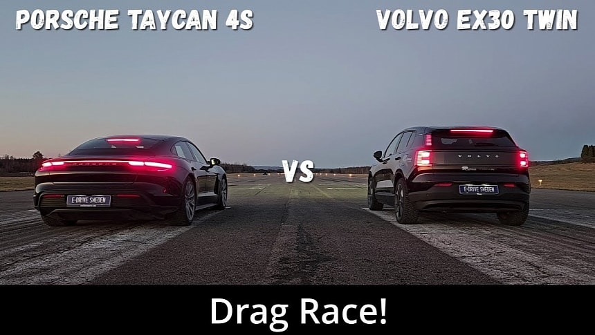 Volvo EX30 vs Porsche Taycan on E-Drive Sweden