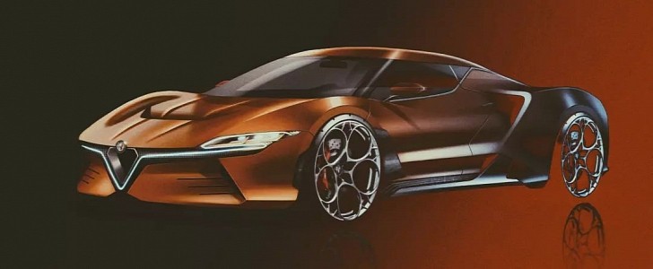 2025 Alfa Romeo 6C CGI revival sketch by tedoradze.giorgi