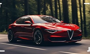 2025 Alfa Romeo Giulia Quadrifoglio EV Is Unleashed Across Imagination Land to Hunt Plaids