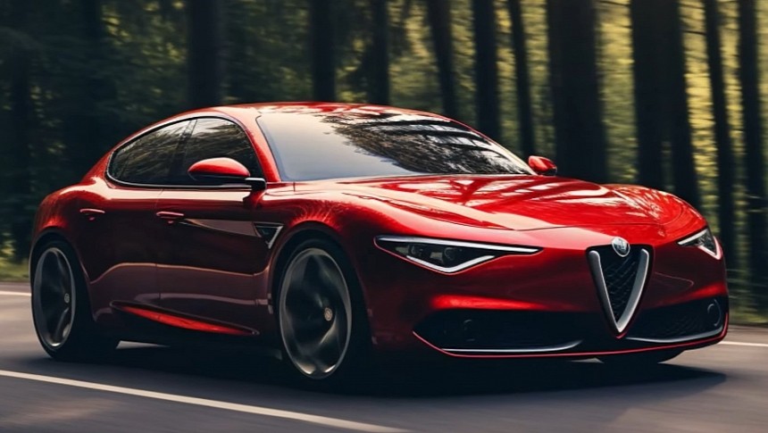 2025 Alfa Romeo Giulia Quadrifoglio EV rendering by Car Review Channel 