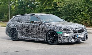 2025 BMW M5 Touring Prototype Spied Wearing Isle of Man Green Metallic Paint