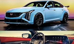 2025 Cadillac CT5-V Blackwing Tries Digital Widebody Suit for Size, Also Has a Red Cockpit