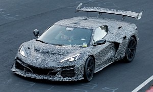 2025 Chevrolet Corvette ZR1 Continues Nurburgring Testing, ZTK Rear Wing Looks Massive
