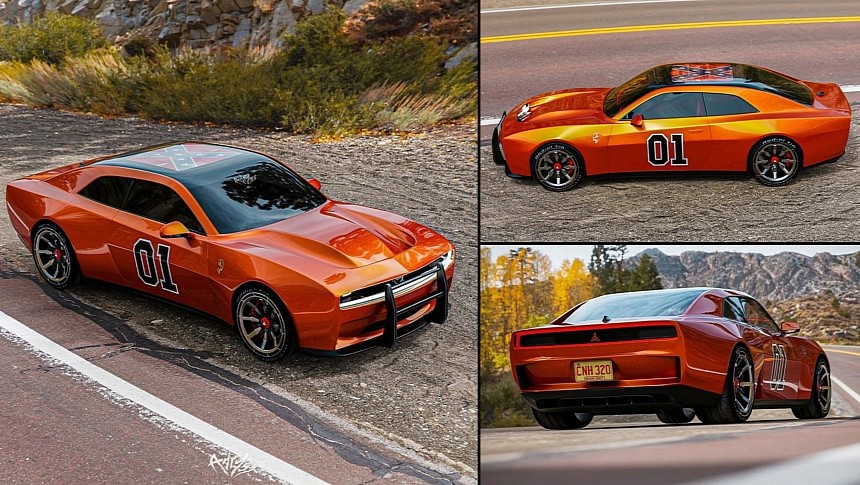 2025 Dodge Charger Dukes of Hazzard General Lee rendering by adry53customs