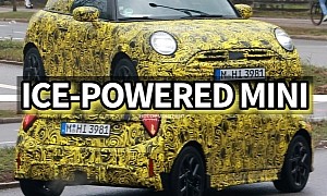 2025 MINI JCW Hot Hatch Spied Blowing Hot Air Through Its Tailpipe on a Cold Day