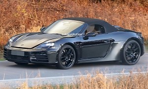 2025 Porsche Boxster Electric Makes Spy Debut With Mission R Styling and Fake Exhaust Tip