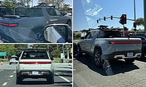 2025 Rivian R1T Prototypes Spotted Testing New ADAS Equipment With No Camouflage