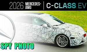 2026 Mercedes-AMG C-Class EV Spied Testing at the Nurburgring With Mismatched Wheels
