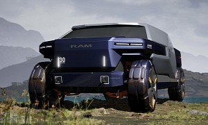 2050 RAM Pickup Truck Rendering Uses Space Shuttle Materials and Tank Design