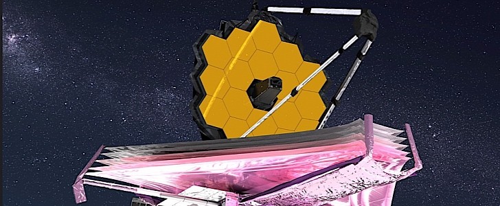 James Webb telescope deploys its massive mirror (illustration)
