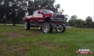 22-In Lifted Ford F-250 Rides on Billet 30s and 42s Like an Entertainer on Stilts