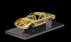 24 Carat Gold Lamborghini Miura Sculpture For Sale