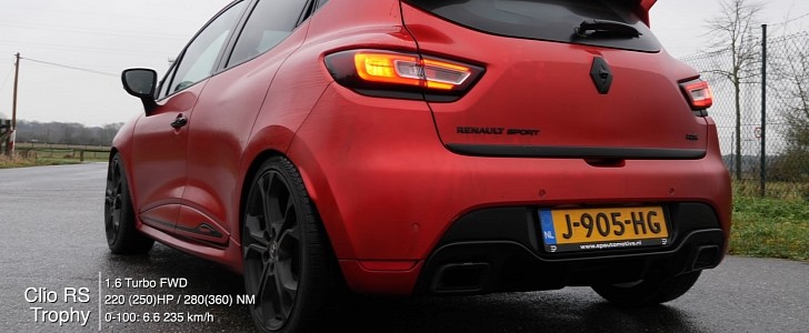 250 HP Renault Clio RS Trophy Hits 144 MPH on Autobahn, Akrapovic Exhaust Sounds Epic