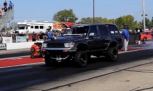 2JZ-Powered Toyota 4Runner Hits the Dragstrip, Smokes Mustang and Camaro