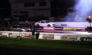2JZ-Swapped Chevrolet Camaro Drag Races Twin-Turbo Mustang, Both Dip Into the 7s