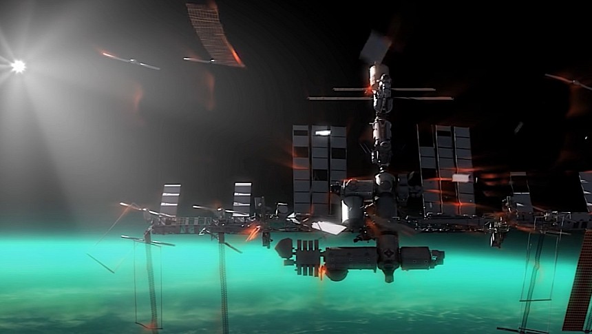 ISS crashing down rendering