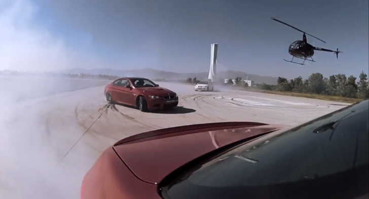 3 BMW M3s Burning Rubber on an Airfield