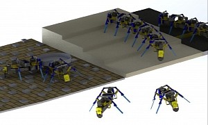 3D-Printed Four-Legged Robots Overcome Obstacles by Copying the Behavior of Ants