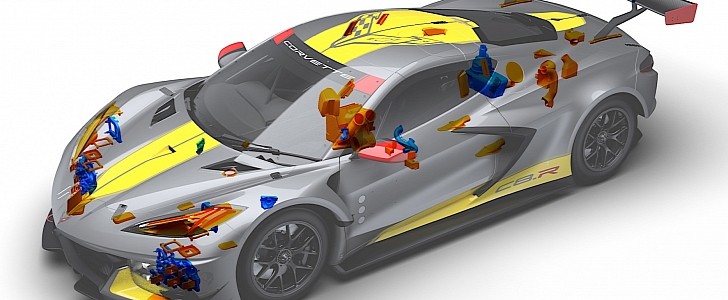 3D printed parts on the Corvette C8.R