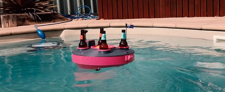 RC boat that delivers drinks and snacks in your pool