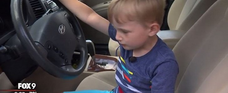 4-year-old kid shows how he stole grandpa's SUV to go and buy candy from a gas station
