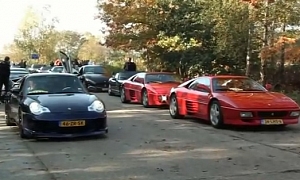 40 Supercars Accelerating Together