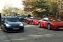 40 Supercars Accelerating Together