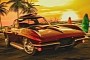 427 Chevy Corvette C2 Coupe Was Inspired by Bob Ross, CGI Brush Paints Surfer Hero