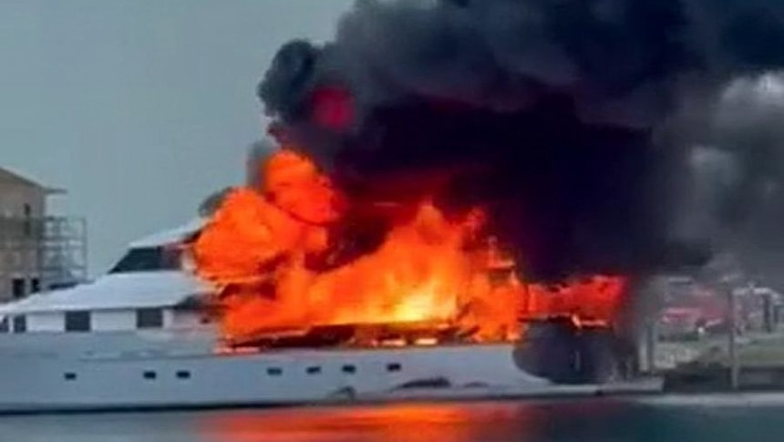 Yacht Chanson burns in the Bahamas after a reported battery malfunction on an electric watertoy