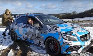 450 HP Mercedes-AMG A45 "Arctic Snowmobile" Goes Offroading, Gets Stuck in Snow