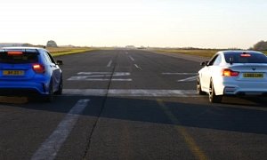 450 HP Mercedes-AMG A45 Challenges BMW M4 to an Airfield Drag Race, Does Well