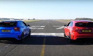 450 HP Mercedes-AMG A45 vs. Stock A45 Airfield Drag Race Turns Brutal