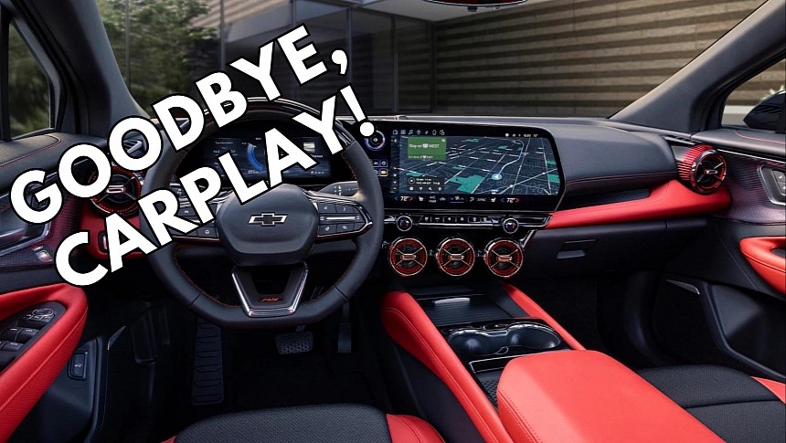 This is the interior of the 2024 Blazer EV, the first GM model to block CarPlay and Android Auto