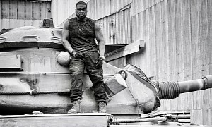 50 Cent Starts Filming for Expendable 4, Stands on a Tank for Fun