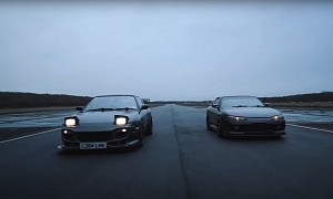 500+ HP RWD Nissan Silvia and 200SX Drag Race on Very Wet Track Ends in Massacre