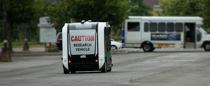An Olli shuttle will be equipped with Robotic Research's autonomous driving technology