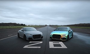 685 HP Audi RS3 Races 620 HP Audi TT RS in Friendly Five-Cylinder Rivalry