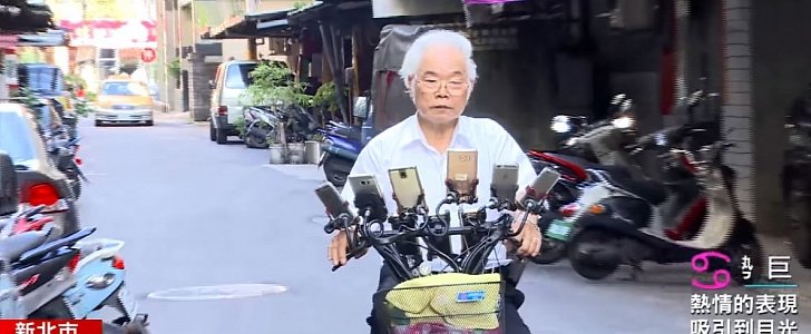 Grandpa from Taiwan takes pokemon hunting seriously, with customized bike