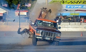 700 HP Godzilla Mutilates Tire and Rips Apart a 43-Year-Old F150 With Killer Burnout