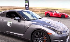 700 HP GT-R Driver Gets a Drag Racing Lesson from a C7 Corvette on Nitrous