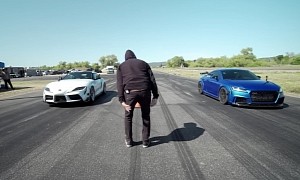 700-HP Toyota GR Supra Takes On a 900-HP Audi TT RS, Gets Gapped by Several Cars