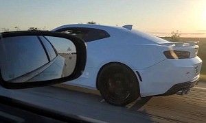 700-WHP Camaro SS Races Tuned Dodge Charger Hellcat, Driver Pulls the Plug Early