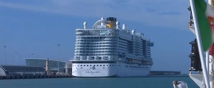 Cruise liner Costa Smeralda docked in Italy over fears of coronavirus cases