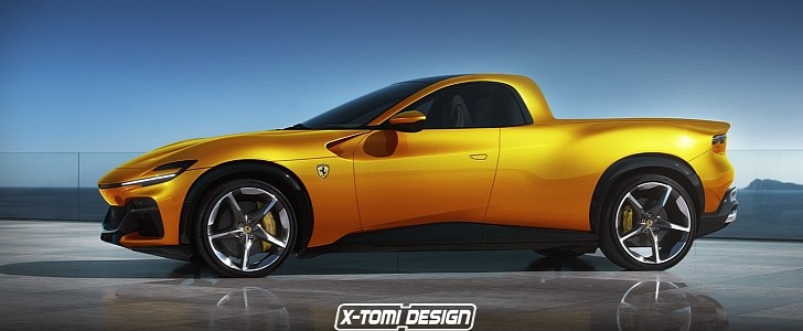Ferrari Purosangue Coupe Utility rendering by X-Tomi Design
