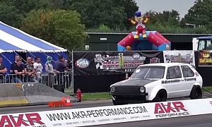 750 HP VW Golf Mk1 with DSG and FWD Pulls Amazing 9s Quarter Mile